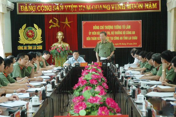Bộ trưởng Tô Lâm làm việc tại Công an tỉnh Lai Châu