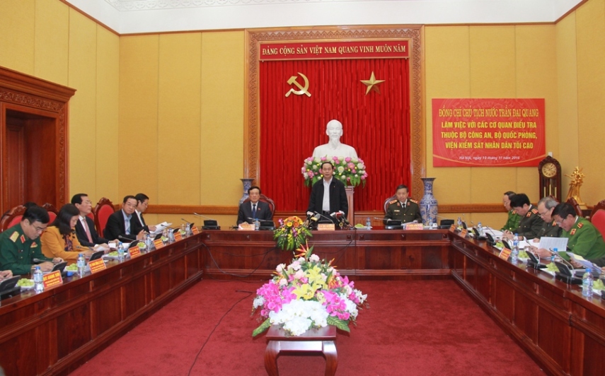 Chủ tịch nước làm việc với các cơ quan điều tra thuộc Bộ Công an, Bộ Quốc phòng, Viện kiểm sát nhân dân tối cao