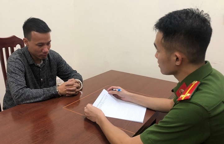 Đối tượng Trần Văn Điệp tại cơ quan Công an.