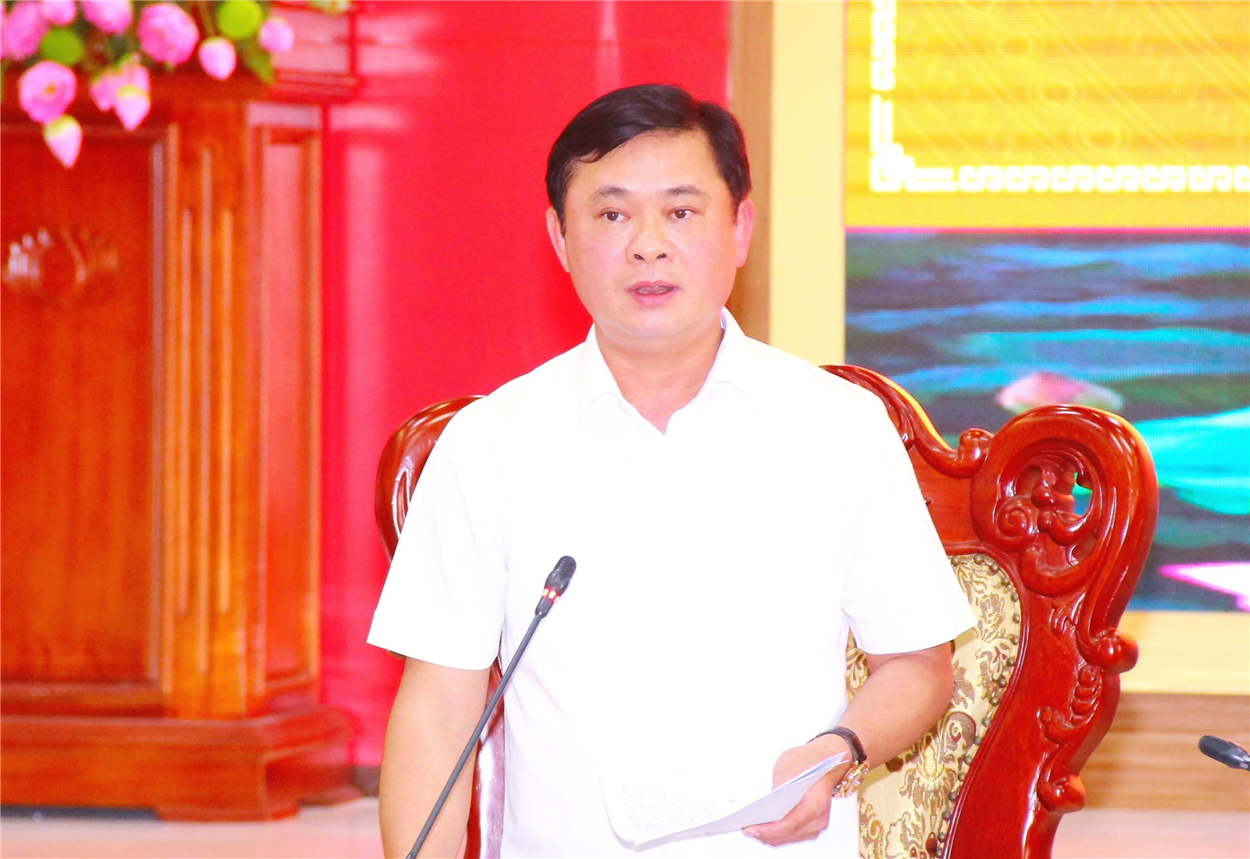 Đồng chí Thái Thanh Quý, Bí thư Tỉnh uỷ Nghệ An phát biểu tại buổi làm việc.
