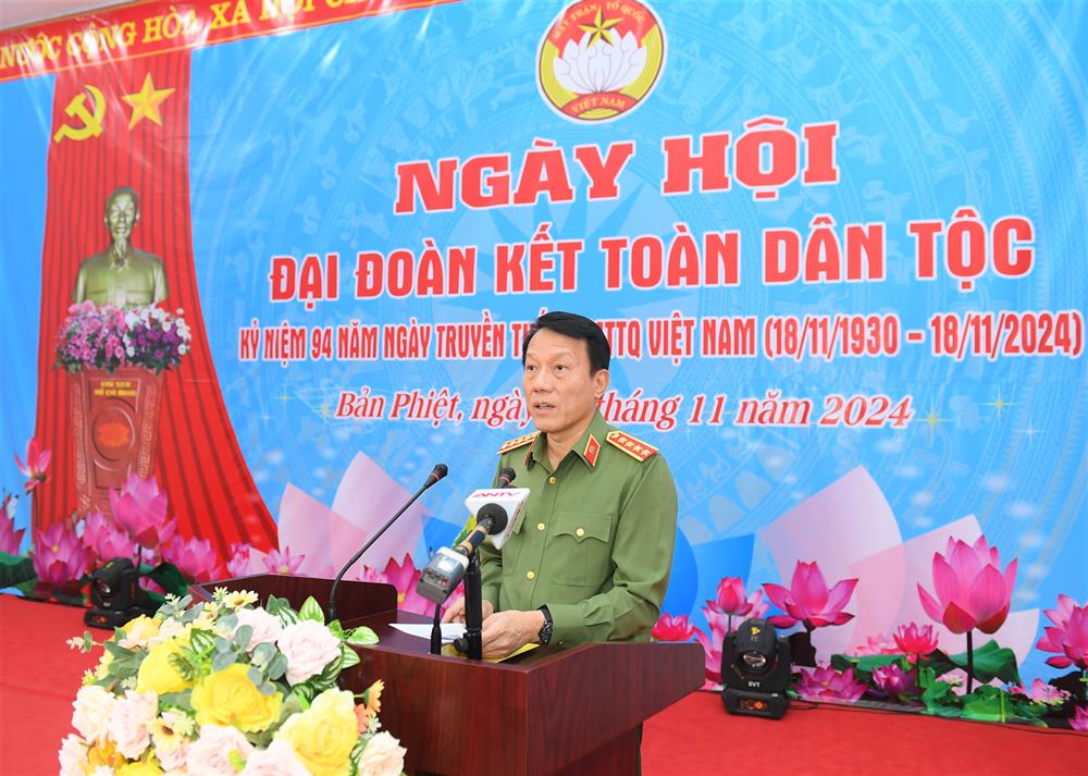 Đại tướng Lương Tam Quang phát biểu tại Ngày hội.