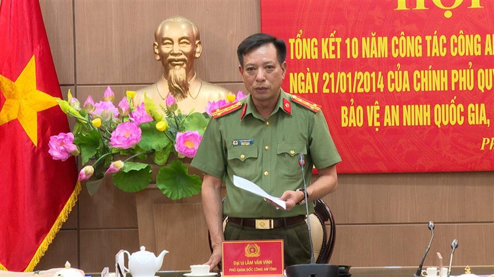 Đại tá Lâm Văn Vinh, Phó Giám đốc Công an tỉnh Phú Thọ phát biểu tại Hội nghị