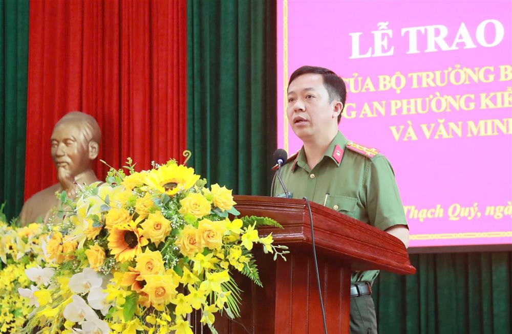 Đại tá Nguyễn Trung Kiên, Phó Giám đốc Công an tỉnh phát biểu tại buổi Lễ.
