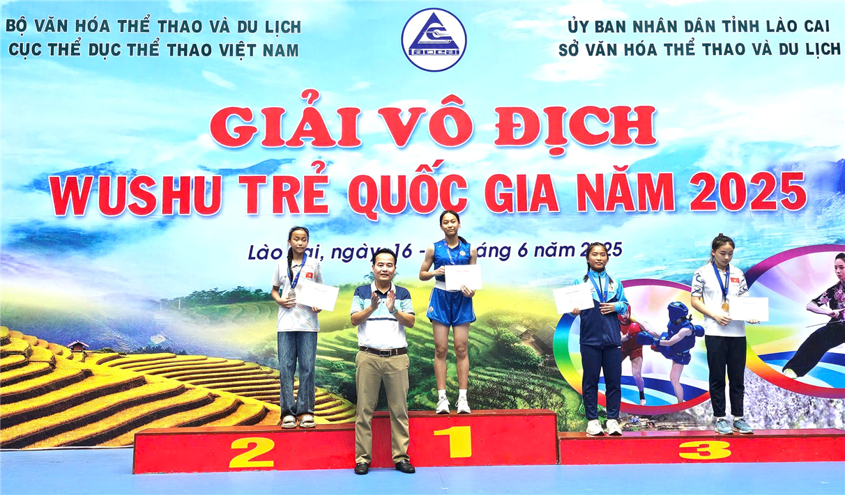 Vận động viên Nguyễn Thị Trà My, Đội tuyển Wushu Công an nhân dân xuất sắc giành Huy chương Vàng hạng cân 52kg nữ.