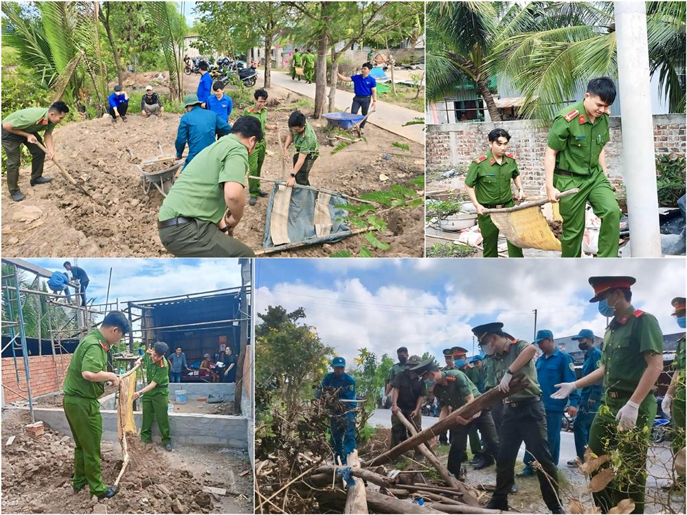 Bất chấp nắng mưa, lực lượng Công an, đoàn viên thanh niên đều không ngưng nghỉ, chung sức xây nên hàng trăm căn nhà mới tặng người nghèo.