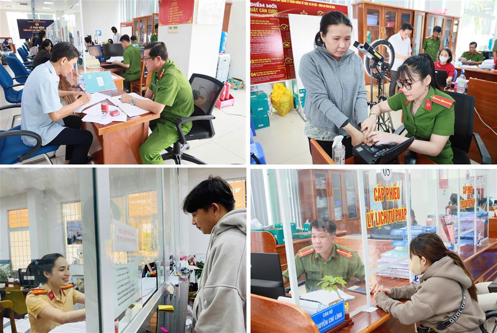 Lực lượng Công an tiếp nhận, giải quyết thủ tục hành chính đảm bảo nhanh gọn, thuận lợi nhất cho người dân.