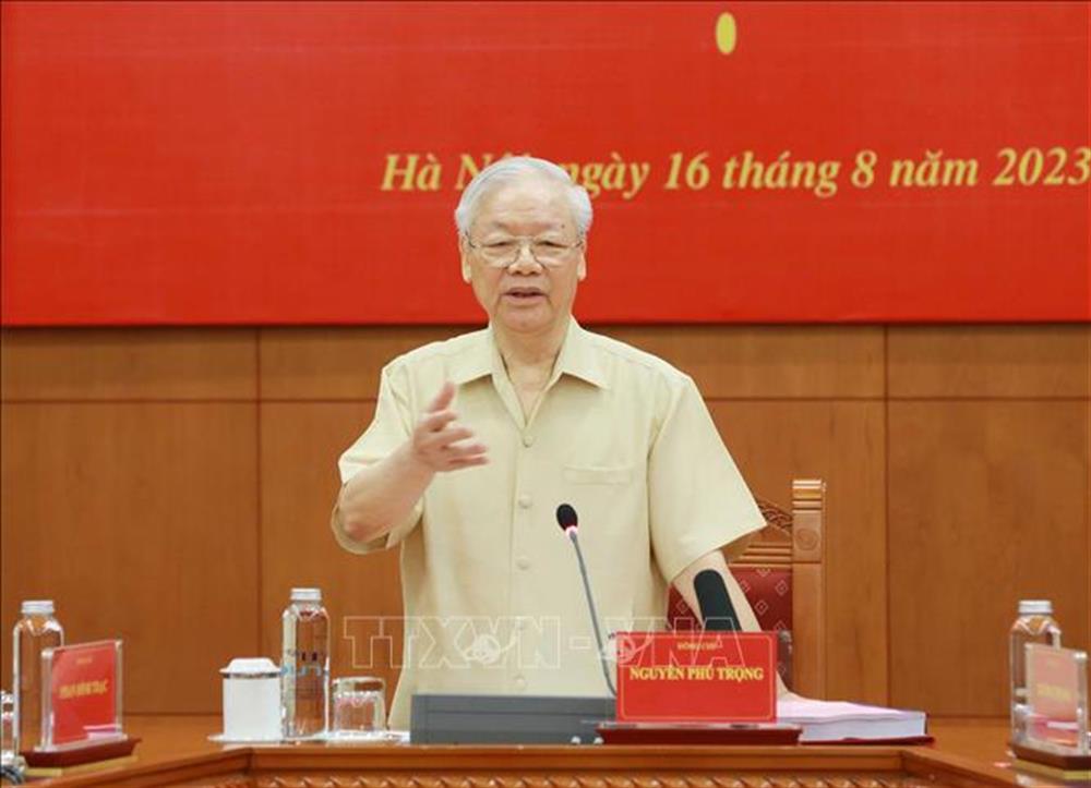 Tổng Bí thư Nguyễn Phú Trọng phát biểu chỉ đạo phiên họp. (Ảnh: Phương Hoa/TTXVN)