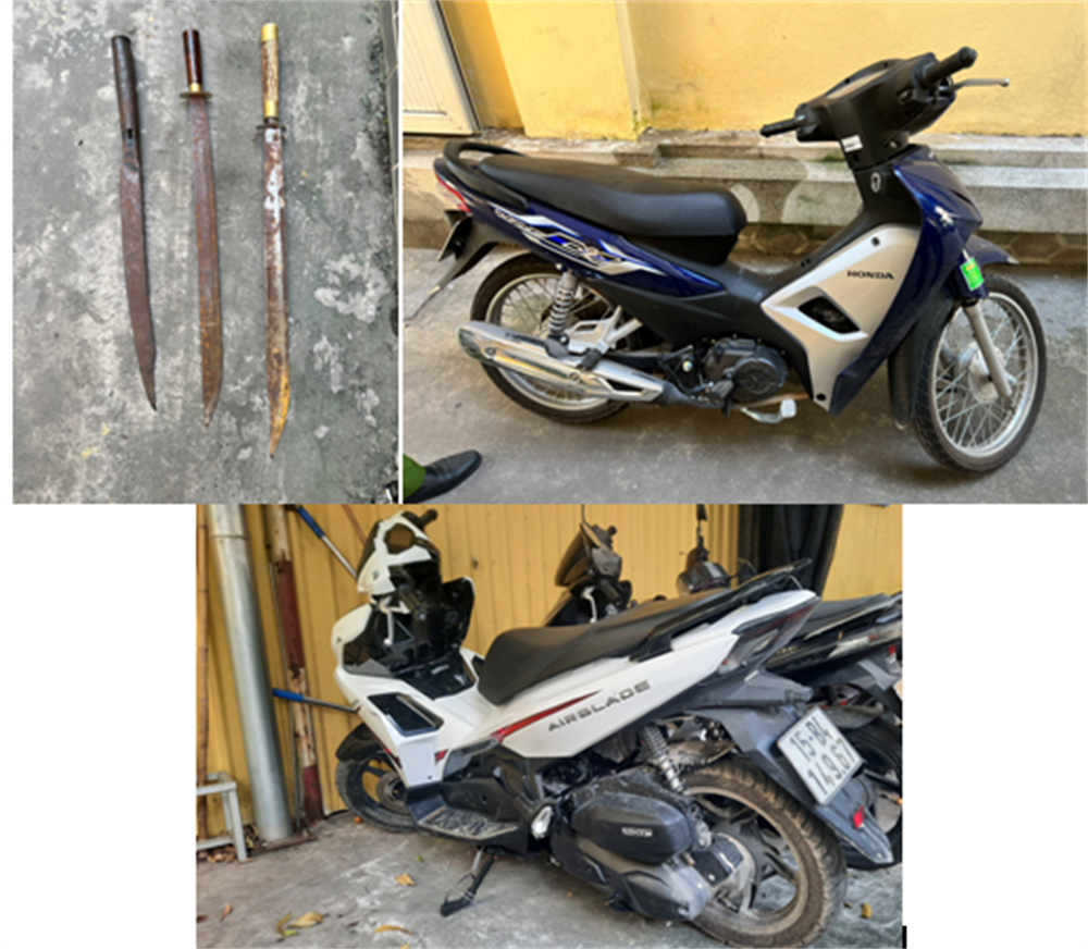 Các vũ khí và tang vật thu được trong chuyên án.