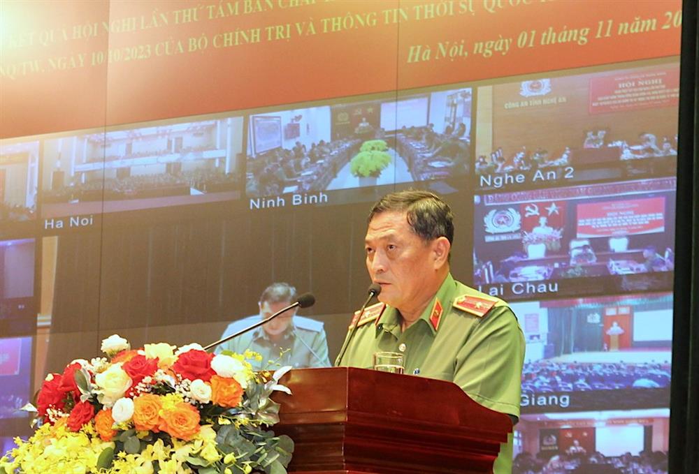 Thiếu tướng Lê Huỳnh Quốc, Phó Cục trưởng Cục An ninh kinh tế quán triệt Nghị quyết số 41 ngày 10/10/2023 của Bộ Chính trị.