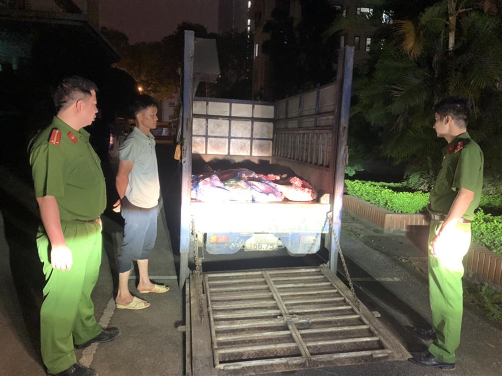Số thịt lợn ôi thiu bị bắt giữ.