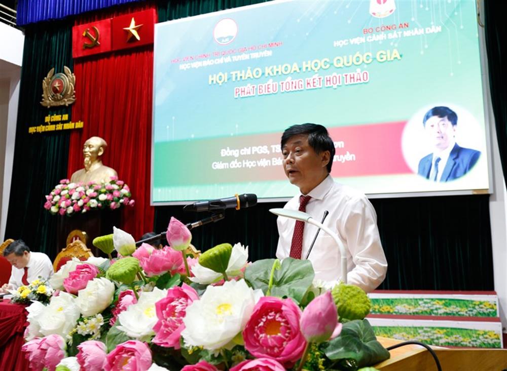 PGS.TS Phạm Minh Sơn, Giám đốc Học viện Báo chí và tuyên truyền phát biểu kết luận Hội thảo.