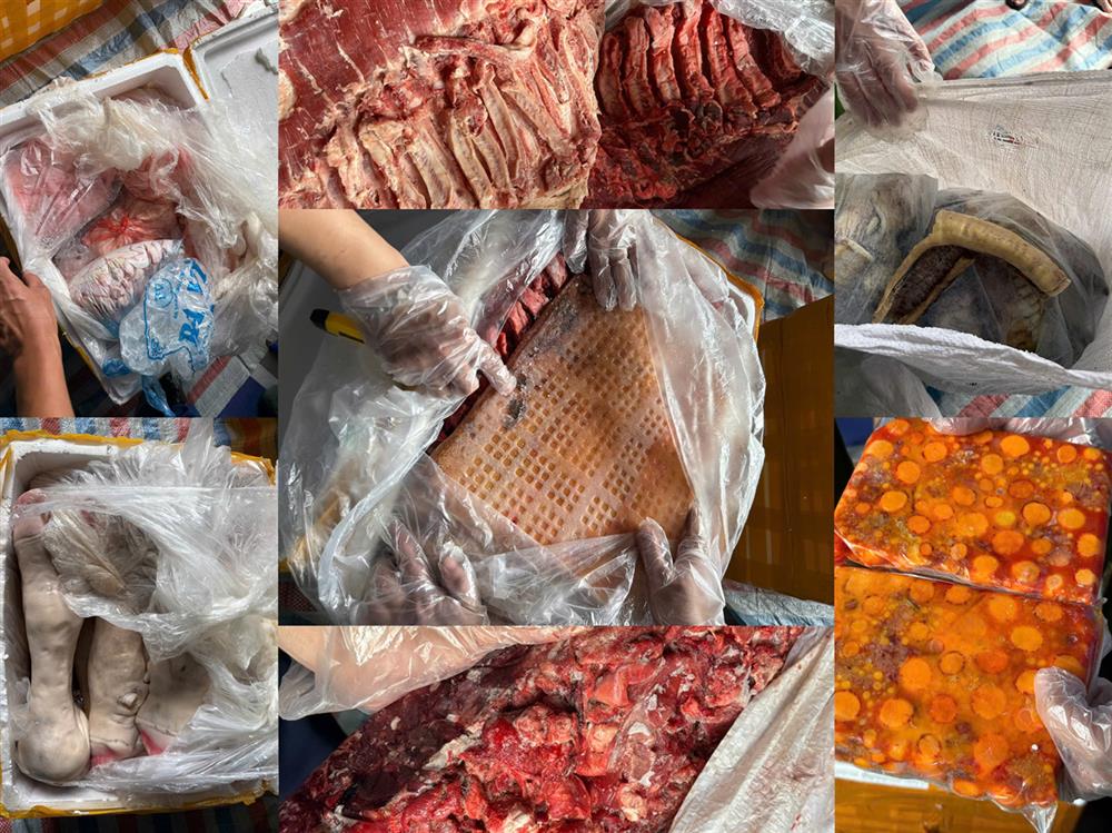 Các mặt hàng đông lạnh bị kiểm tra, một số sản phẩm xuất hiện nấm mốc và bốc mùi.