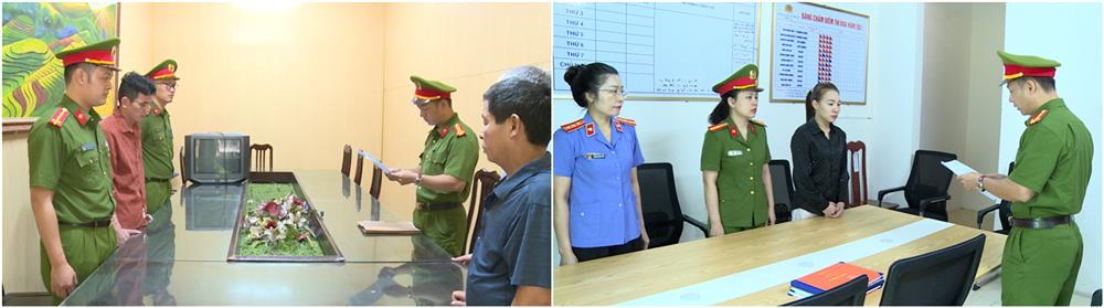 Đối tượng Đào Văn Thành và Nguyễn Thị Mai trước Cơ quan Cảnh sát điều tra   