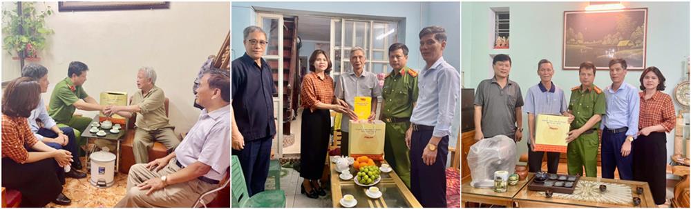 Lãnh đạo Công an phường Hạc Thành thăm, tặng quà 3 gia đình chính sách trên địa bàn phường.