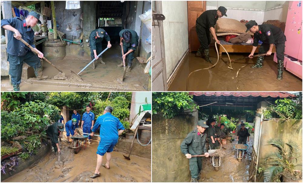 lực lượng đã khẩn trương triển khai công việc thu dọn đất đá; khơi thông hệ thống thoát nước; gia cố tạm thời các vị trí sạt lở có nguy cơ tiếp tục đổ sập; giúp các hộ dân dọn dẹp bùn đất trong và ngoài nhà ở, hỗ trợ di chuyển đồ đạc, tài sản của Nhân dân đến nơi an toàn.