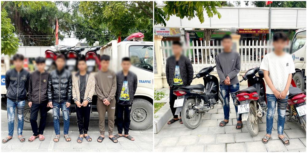 Các đối tượng cùng tang vật.