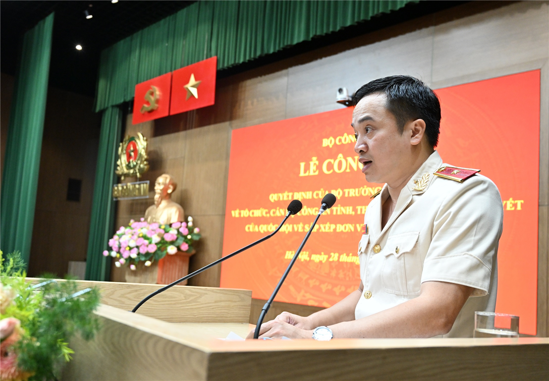 Đồng chí Thiếu tướng Mai Hoàng, Giám đốc Công an TP Hồ Chí Minh phát biểu tại buổi Lễ.