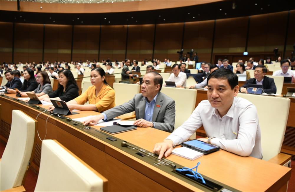 Đại biểu Quốc hội biểu quyết tại hội trường.
