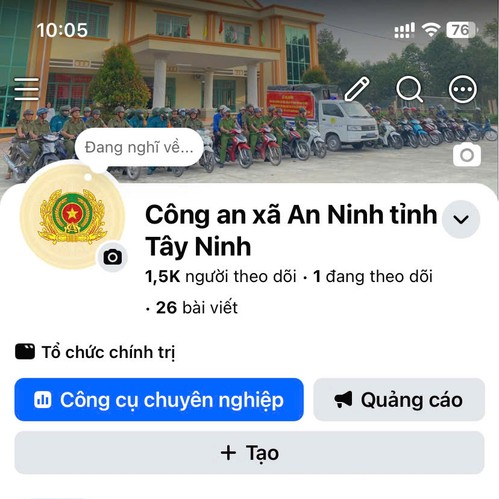 hình 1. Trang Fanpage Công an xã An Ninh, tỉnh Tây Ninh.jpg