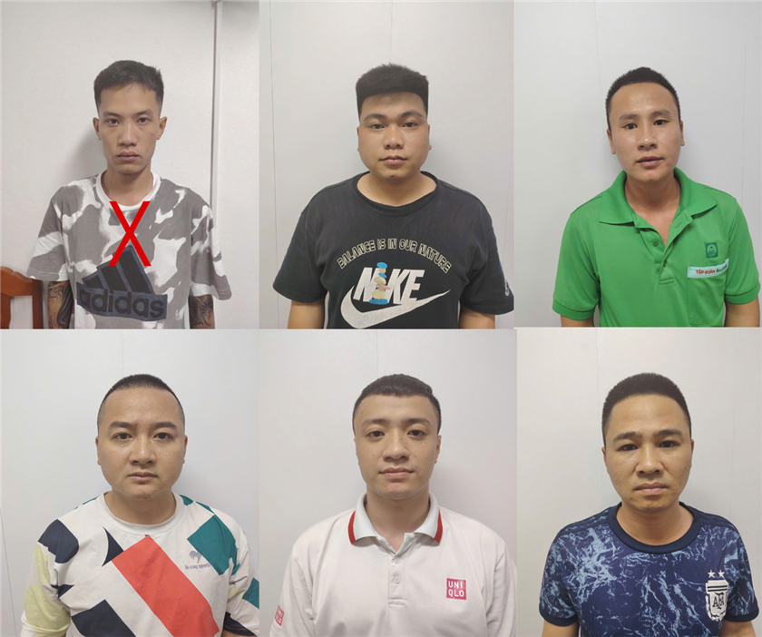 Đối tượng cầm đầu Nguyễn Hữu Phi (X) và các đối tượng trong đường dây đánh bạc.