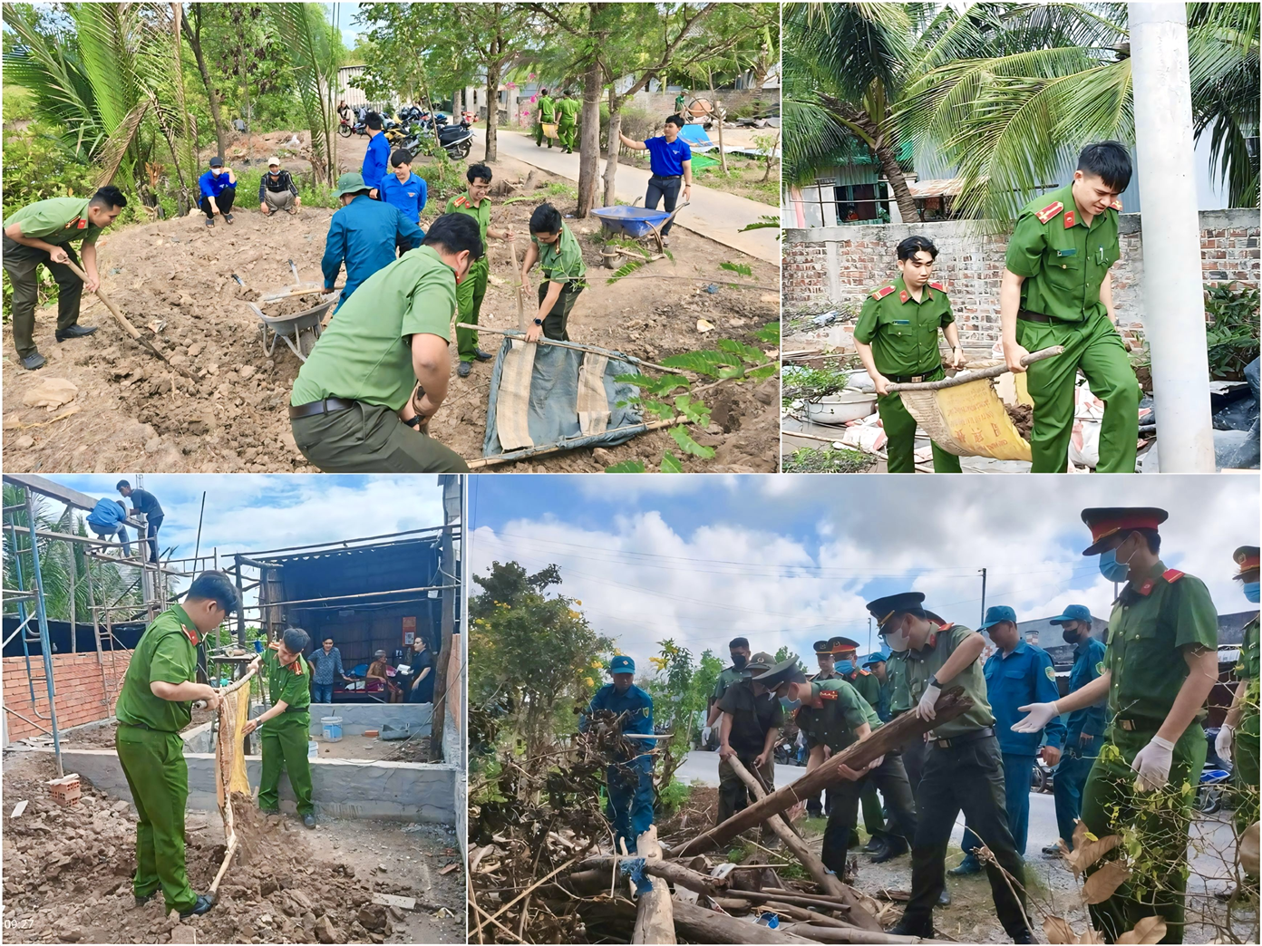 Bất chấp nắng mưa, lực lượng Công an, đoàn viên thanh niên đều không ngưng nghỉ, chung sức xây nên hàng trăm căn nhà mới tặng người nghèo.