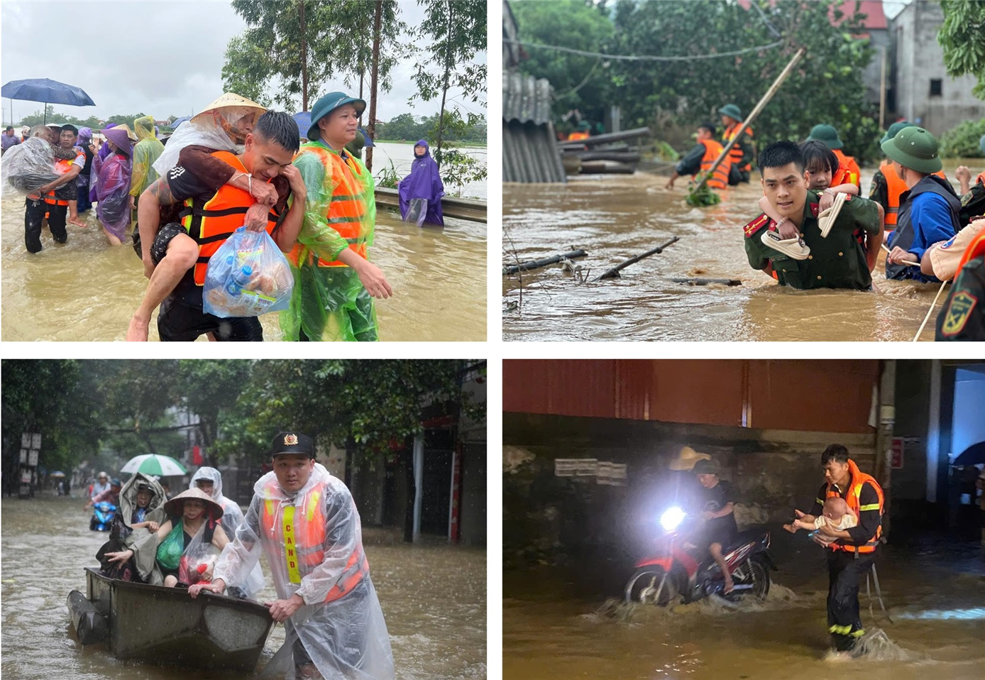 Lực lượng Công an vận động sơ tán hàng chục nghìn người dân trong bão lũ, giúp dân khắc phục hậu quả thiên tai, nhất là trước sức tàn phá khốc liệt của cơn bão lịch sử YAGI.