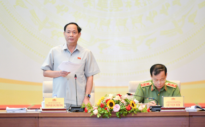 Phó Chủ tịch Quốc hội Trần Quang Phương phát biểu chỉ đạo tại phiên họp.