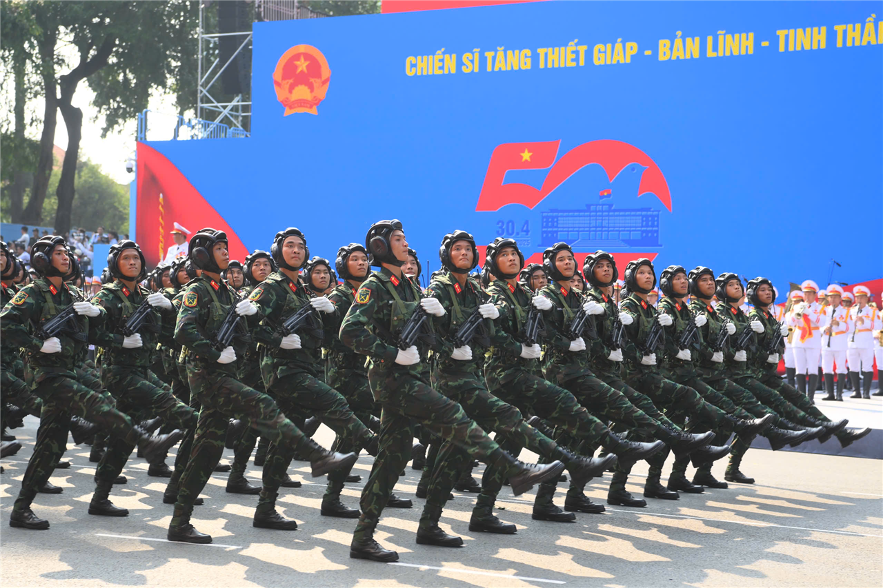 Khối các lực lượng Quân đội nhân dân tham gia diễu binh.