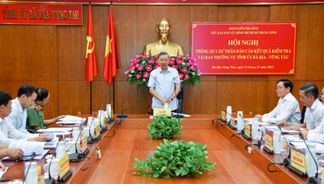 Thông báo dự thảo kết quả kiểm tra công tác bảo vệ chính trị nội bộ tại Ban Thường vụ Tỉnh ủy Bà Rịa - Vũng Tàu