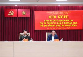 Công bố Quyết định kiểm tra năm 2025 của Bộ Chính trị, Ban Bí thư đối với Đảng ủy Công an Trung ương