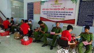 Cán bộ, chiến sĩ Công an Tiền Giang hiến tặng 200 đơn vị máu