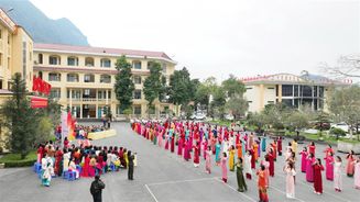 Đồng diễn “Tự hào nữ chiến sĩ Công an Hà Giang” nhân kỷ niệm ngày Quốc tế Phụ nữ 8/3