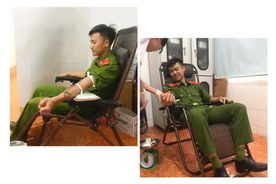 Hai chiến sỹ Cảnh sát hiến máu kịp thời cứu sản phụ qua cơn nguy kịch