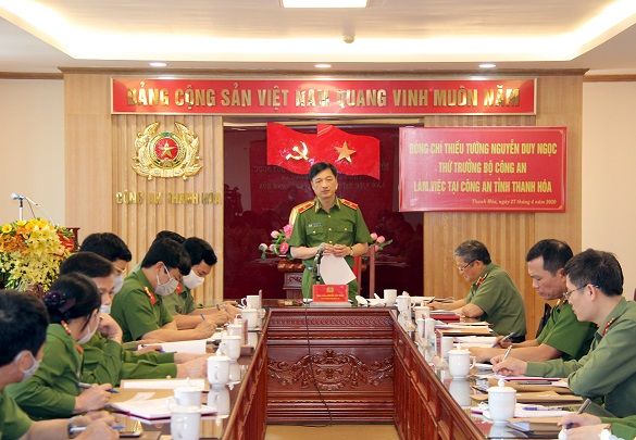 Thứ trưởng Nguyễn Duy Ngọc làm việc tại Công an tỉnh Thanh Hóa