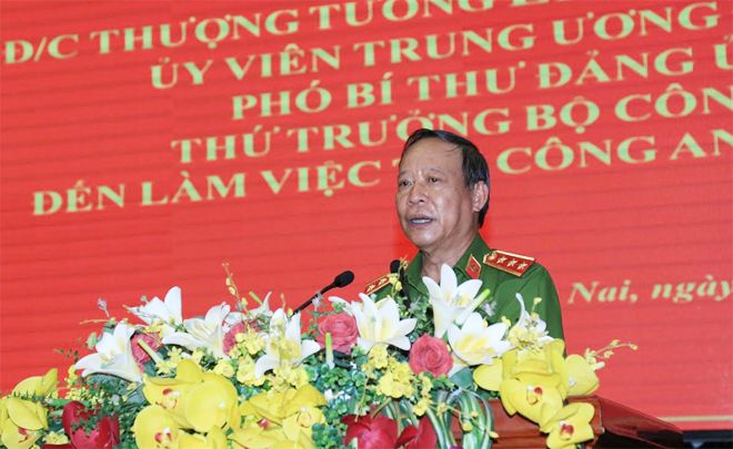 Thứ trưởng Lê Quý Vương thăm và làm việc tại Công an tỉnh Đồng Nai