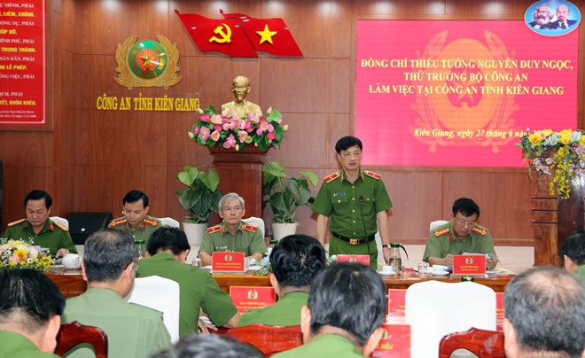 Thứ trưởng Nguyễn Duy Ngọc làm việc với Công an tỉnh Kiên Giang