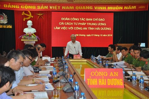 Đoàn đại biểu Ban Cải cách tư pháp của Quốc hội làm việc tại Công an tỉnh Hải Dương