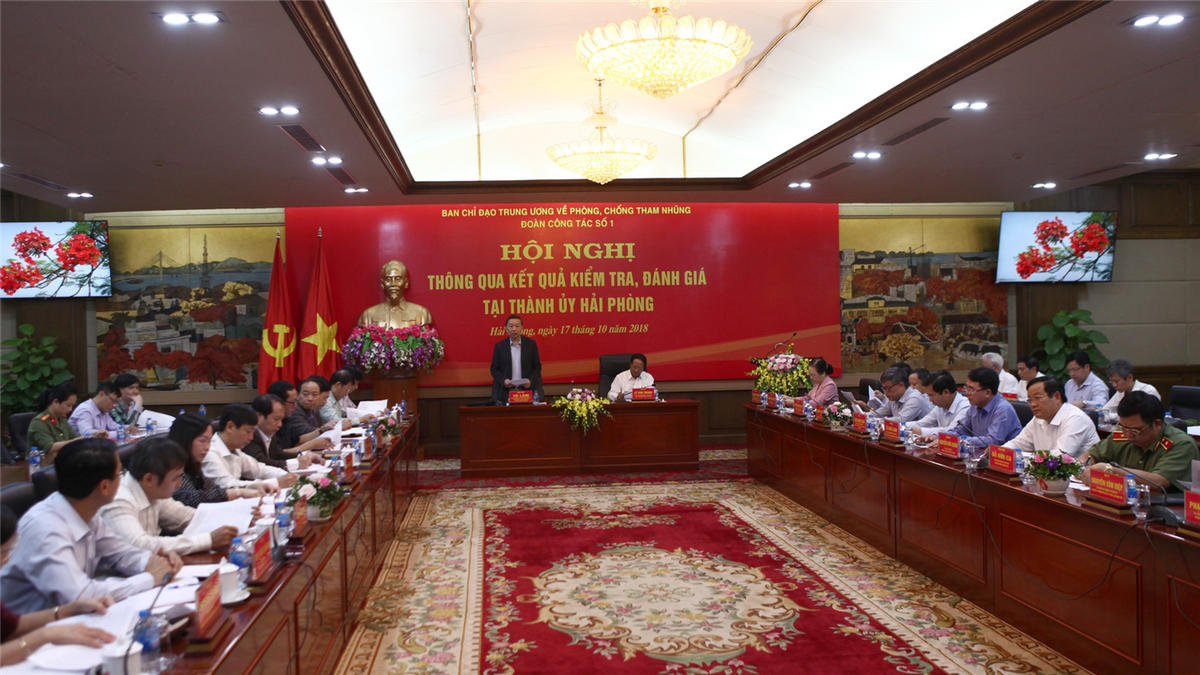 Đoàn công tác số 1, Ban Chỉ đạo Trung ương về phòng, chống tham nhũng thông qua kết quả kiểm tra, đánh giá tại Thành uỷ Hải Phòng