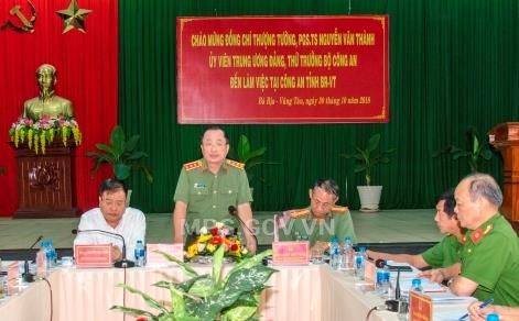 Thứ trưởng Nguyễn Văn Thành kiểm tra công tác tại Công an tỉnh Bà Rịa - Vũng Tàu