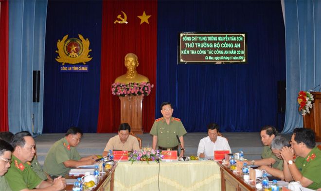 Thứ trưởng Nguyễn Văn Sơn kiểm tra công tác tại Công an tỉnh Cà Mau