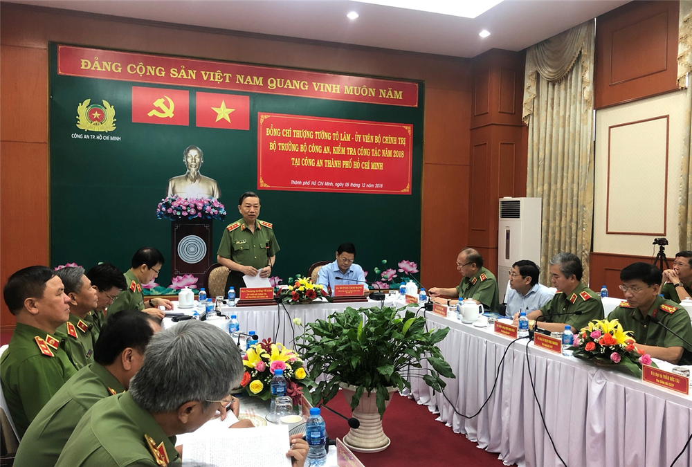 Bộ trưởng Tô Lâm kiểm tra công tác năm 2018 tại Công an TP. Hồ Chí Minh