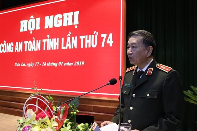 Bộ trưởng Tô Lâm dự Hội nghị tổng kết công tác công an năm 2018, triển khai nhiệm vụ năm 2019 của Công an tỉnh Sơn La