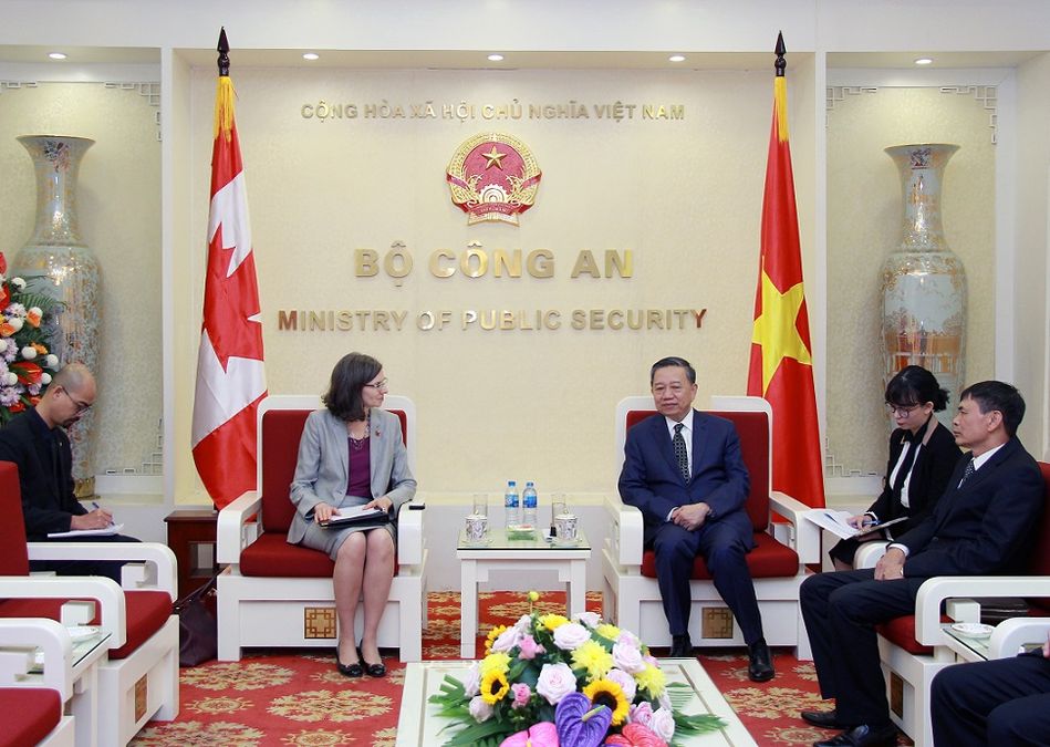 Bộ trưởng Tô Lâm tiếp xã giao tân Đại sứ đặc mệnh toàn quyền Canada tại Việt Nam
