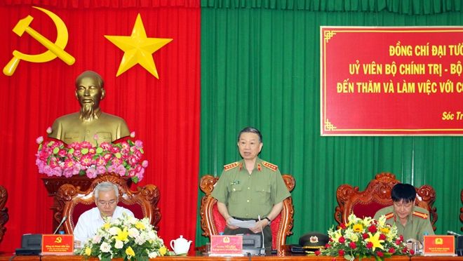 Bộ trưởng Tô Lâm làm việc tại Công an tỉnh Sóc Trăng và Trà Vinh