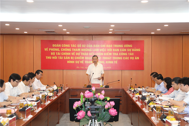 Đoàn công tác số 02 của Ban Chỉ đạo Trung ương về phòng, chống tham nhũng làm việc với Ban Cán sự Đảng Bộ Tài chính