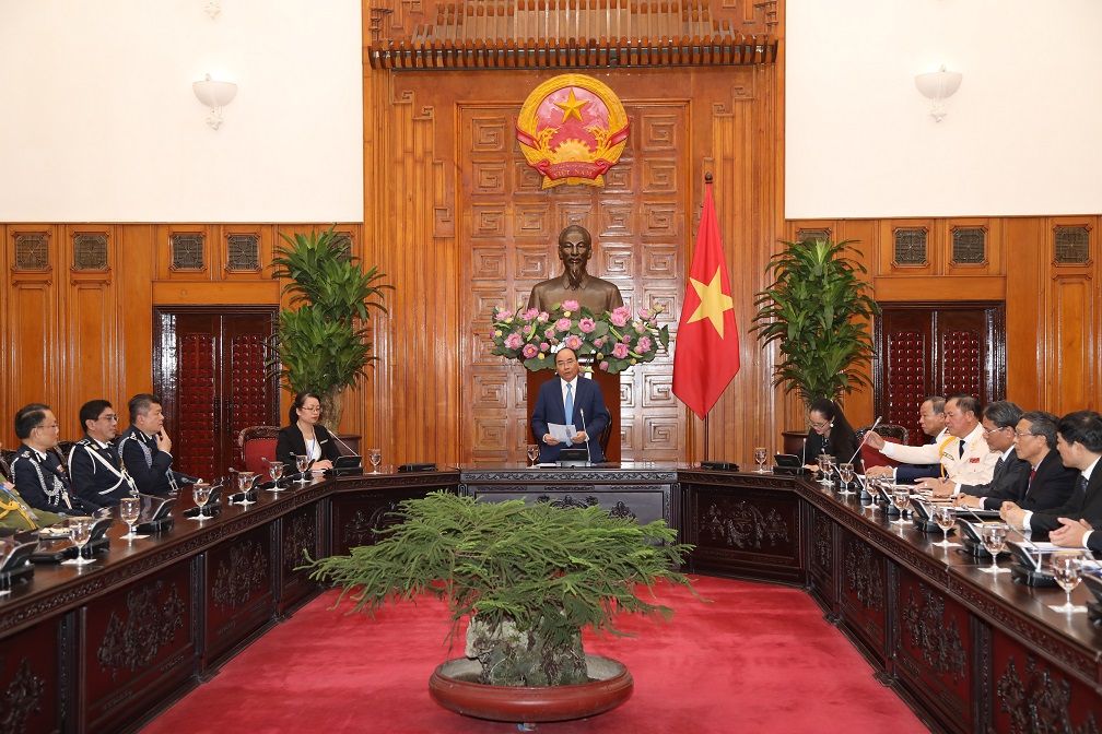 Thủ tướng Nguyễn Xuân Phúc tiếp xã giao Trưởng đoàn Cảnh sát các nước tham dự Hội nghị ASEANAPOL 39