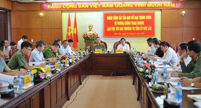 Ban Chỉ đạo Trung ương về phòng, chống tham nhũng làm việc tại tỉnh Đắk Lắk