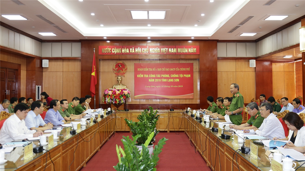 Đoàn kiểm tra số 1 của Ban Chỉ đạo 138 Chính phủ kiểm tra công tác phòng, chống tội phạm năm 2019 tại tỉnh Lạng Sơn