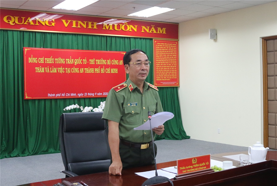 Thứ trưởng Trần Quốc Tỏ thăm và làm việc tại Công an TP. Hồ Chí Minh