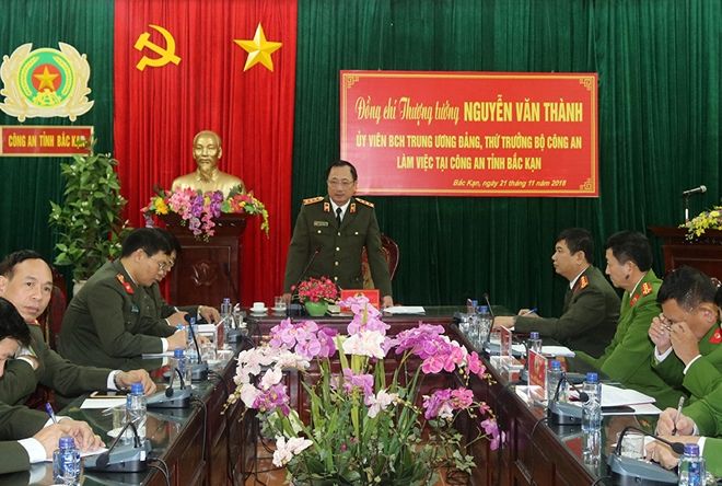 Thứ trưởng Nguyễn Văn Thành thăm, làm việc tại Công an tỉnh Bắc Kạn